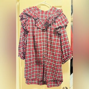 SOMETHING NAVY plaid ruffle dress